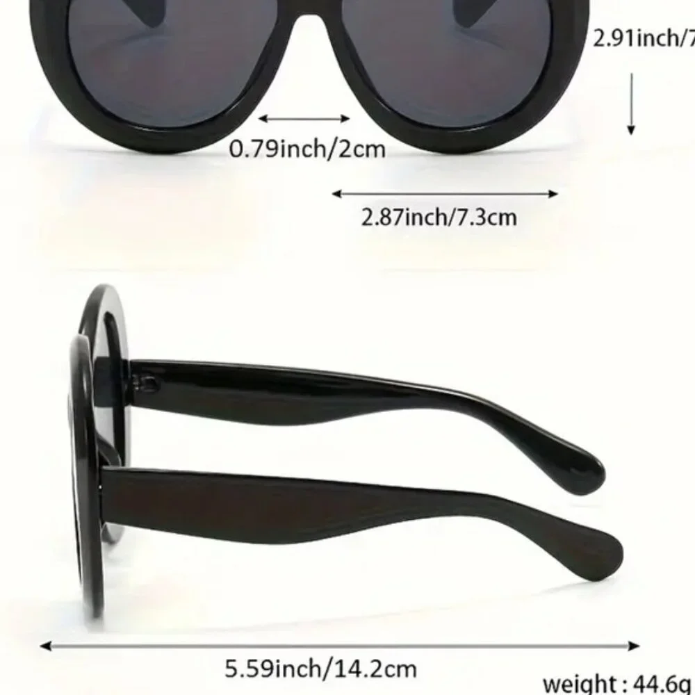 🔥New 2025 Wet Black Sexy Oversized Anti-Glare Round Fashion Eye Wear AC Lens